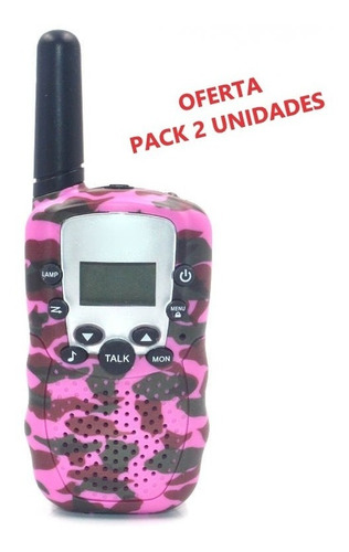 2 Radios Niñas T388 Camuflaje Rosado Walkie Talkie 22 Canal