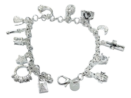 Pulsera 20cm Y Dijes En Plata S925 