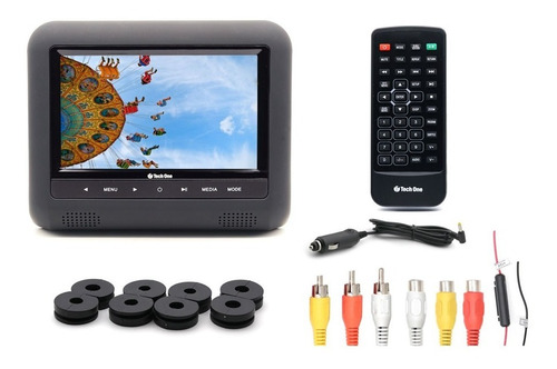 Dvd Encosto De Cabeça Techone Tela 7  Touch Screen Portátil 