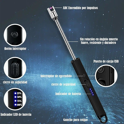 Encendedor Eléctrico Recargable Usb Con Cuello Flexible