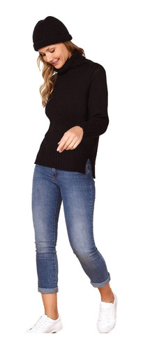Sweater Polera Clásica Tejida Para Mujer De Lana