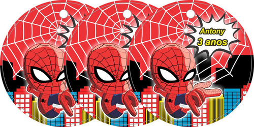 105 Tag C/ Furo Personalizado Redondo 5cm Homem Aranha Cute