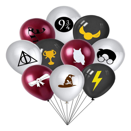 Tres Globos Redondo Mas Set De Globos Látex Harry Potter