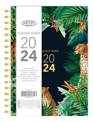Agenda Diaria 2024 Espirales Con Diseños Color de la portada Verde FLUID COLORS