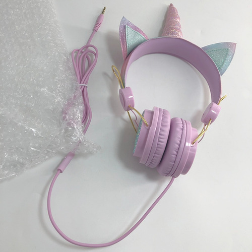 Auriculares Infantiles Unicornio Con Brillos Lol - Cable