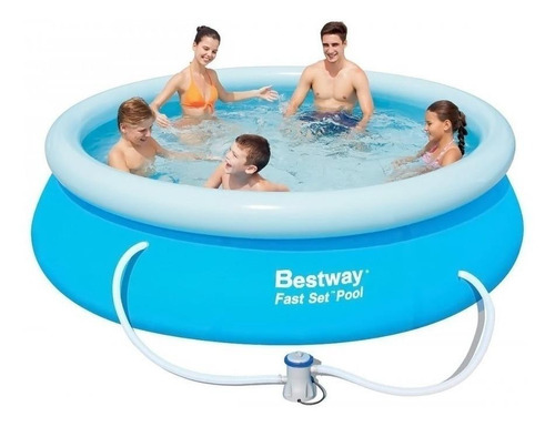 Imagen 2 de 2 de Piscina inflable redonda Bestway Fast Set 57109 de 305cm x 0.76m 3638L azul caja