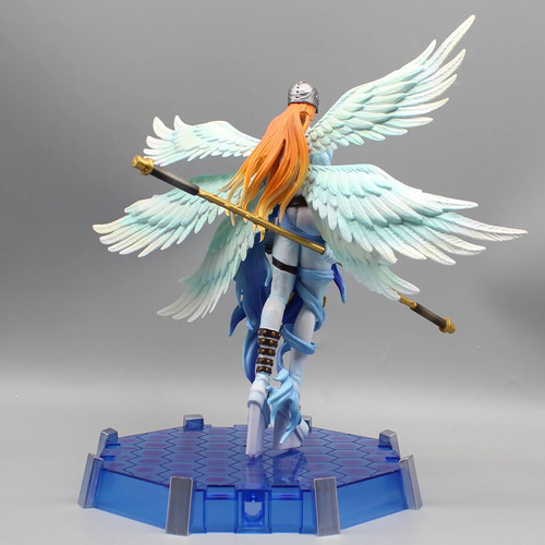 Figura Con Base Luz Led Digimon Angemon Y Angewomon 28cm