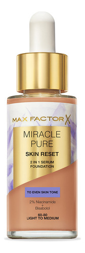 Base Serum Max Factor Miracle Pure Skin Reset 2 In 1 30ml 60-80 Light To Medium 60-80 Light To Medium