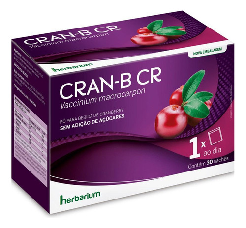 Suplemento em sachês Herbarium  Cran-B CR cranberry Cran-B CR sabor  - em caixa de 30g 30 un