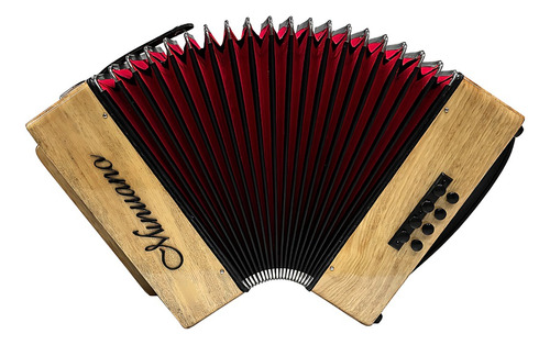 Acordeon 8 Baixos Minuano 21 Botões Natural Gaita Cor Botões Preto