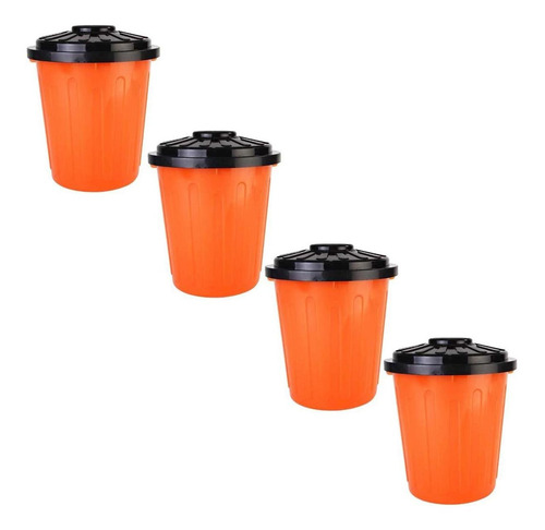 Basurero Bote Para Interior, Mxrgy-004, 4 Pzs, 7.5lts, Polie Color Naranja