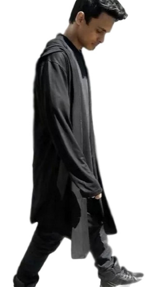 Sobretudo Masculino Preto Longo Com Capuz | MercadoLivre.com.br