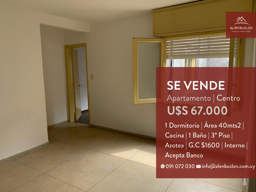 Apartamento Venta 1 Dormitorio Centro 3er Piso Bajos G.c