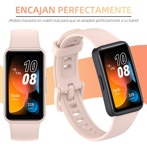 5 Correa Silicona Compatible Para Huawei Band 8 + 2 Micas