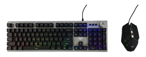 Teclado Gamer Alambrico Rgb Control Volumen+mouse 6 Botones 