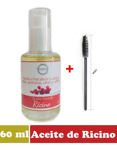 Aceite De Ricino 60 Ml - Pelo Y Pestañas + Aplicador