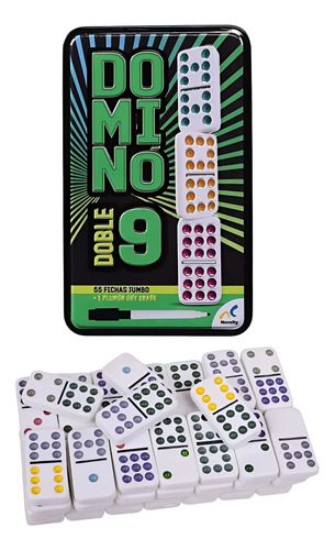 Domino Doble 9 Fichas De Colores Con Plumon Didactico