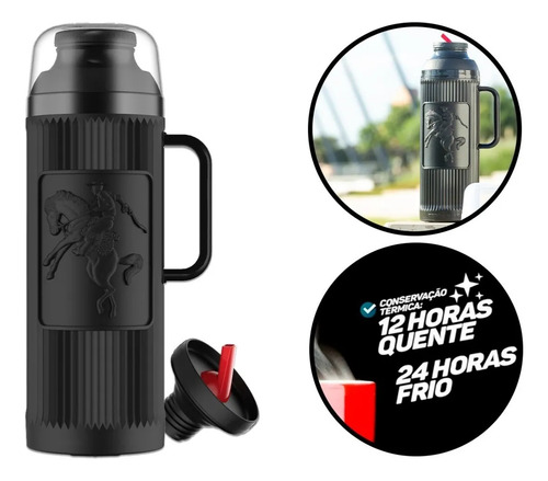 Garrafa Térmica Chimarrita 1 Litro Termolar Chimarrão Café Preto
