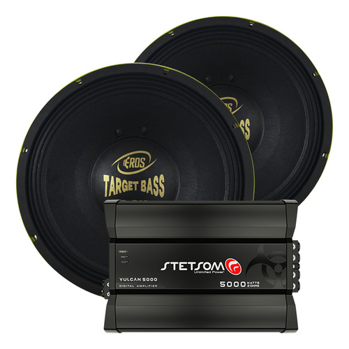 Kit 2 Woofer 15 Pol Target Bass 1650w + Modulo Vulcan 5000