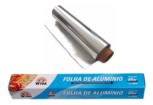 1 Rolo Folha De Papel Alumínio 45cm X 65m Forno Freezer Wyda