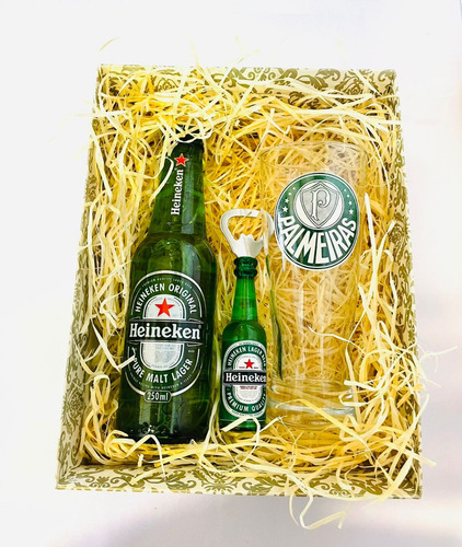 Kit Bebida Heineken E Abridor, Copo Oficial Time Palmeiras