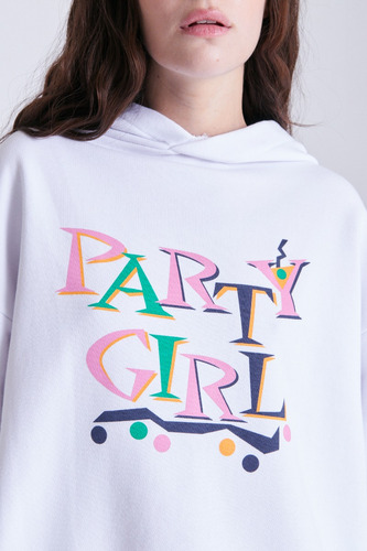Hoodie Party Girl Cher Mix Off White Mujer De Algodón