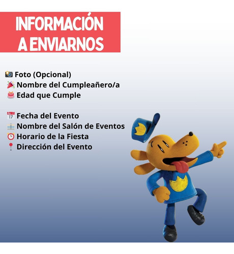 Invitación Digital Animada De Cumpleaños Dog Man - Tiziben Rojo