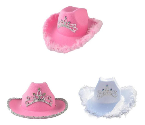 Sombrero De Vaquero Blanco De Plumas Con Corona Sombreros De