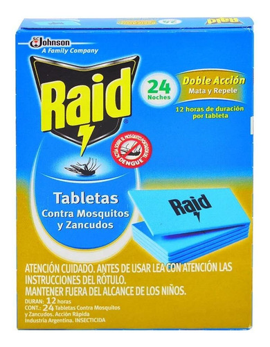 Tabletas Repelentes Raid  X 24 Un. Pack 6 Cajas