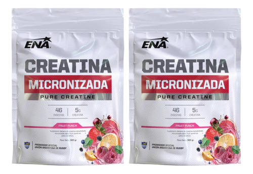 Pack X2 Creatina Micronizada 300 Grs Sabor A Frutilla