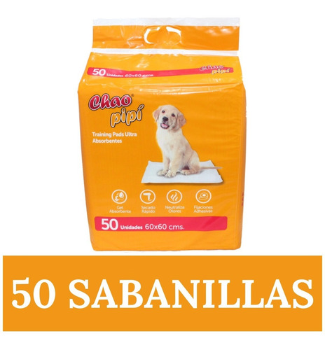 50 Pañales Sabanillas Mascotas 60 X 60 Chao Pipí