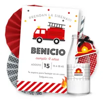 Comprar Kit Imprimible Bomberos Invitación Candybar Personalizado