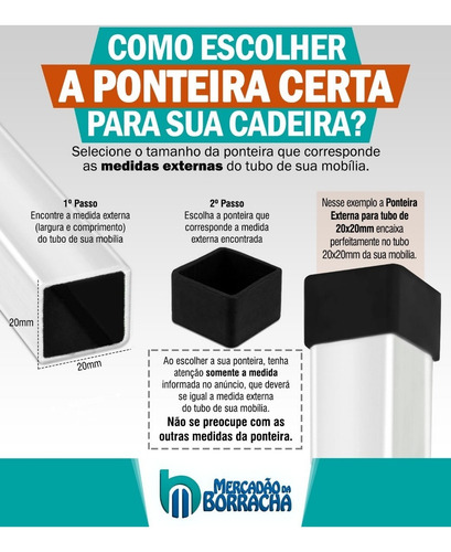 Imagem 2 de 5 de Ponteira Pé Externo Borracha Mesa 30x50 Mm Kit 4 Peças