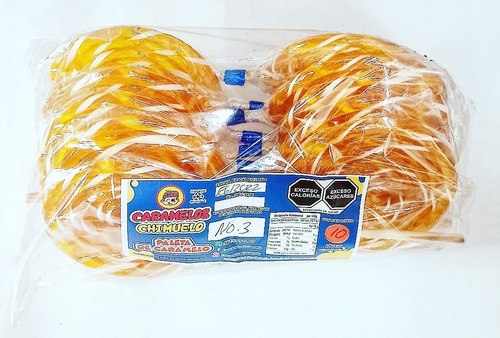 10 Paletas De Caramelo Amarillo Con Blanco. Dulce Artesanal.