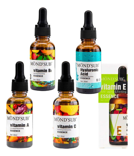 Pack X5 Serúm Mondsub Vitamina A - B3 - C - E - Ácido Hialur