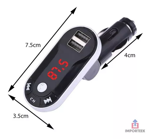 Transmisor Bluetooth Usb Fm Coche Auto Cargador Manos Libres