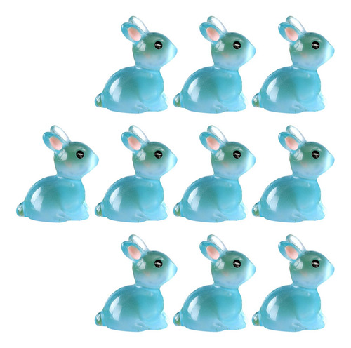 Estatuillas De Conejo De Resina Micro Adornos De Azul