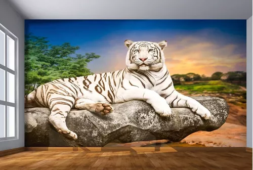 Novo 3d vívido animal tigre sentado adesivos de parede sala estar quarto  decoração adesivos de parede