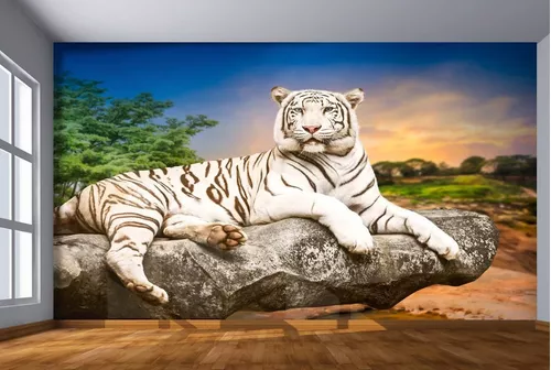 Papel de parede sólido de pintura de tigre em 3d - TenStickers