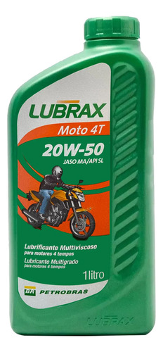 Óleo Mineral 20w50 Moto 4t Api Sl Lubrax 1 Litro