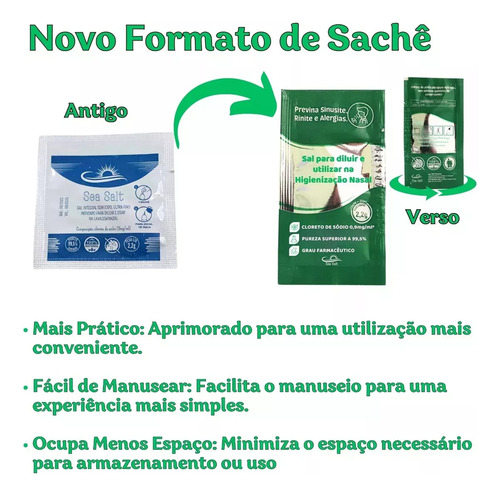Cloreto De Sódio, Soro Lavagem Nasal Bebê Kit C/180 Sachês Branco
