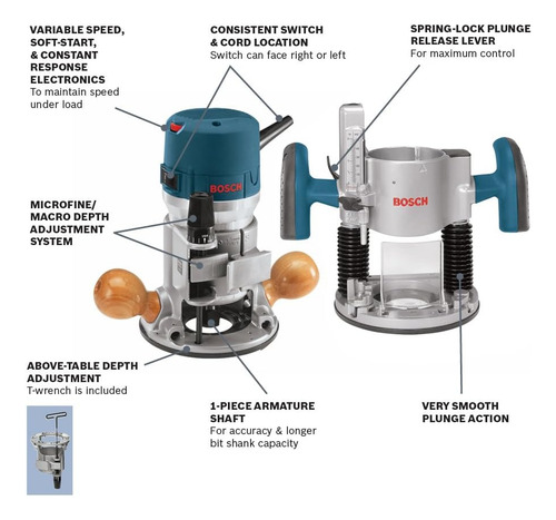 Enrutador Bosch 1617evspk, Vel Variable, 2.25 Hp, 110 V