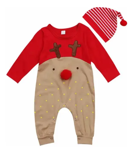Mameluco De Reno Navidad Pijama Beb Ni o Con Gorro Env o gratis