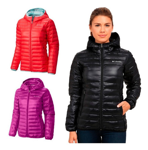 Imagen 3 de 7 de Campera Columbia De Pluma Capucha Ultraliviana Dama Palermoº