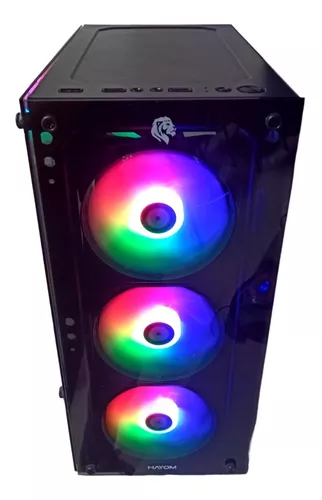 Gabinete Pc Gamer 4 Fans Led Azul Vidro Temp. Frontal & Lat