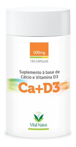 Cálcio + Vitamina D3 Vital Natus 500mg 120 Cápsulas