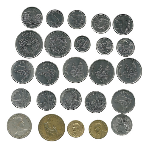 5 Cruzeiros Reais 1994 + 10 Centavos 1944 1989 + 22 Moedas