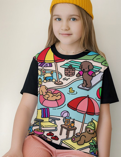 Camiseta Infantil Bobbie Goods Desenho Colorir Ursinho Bob