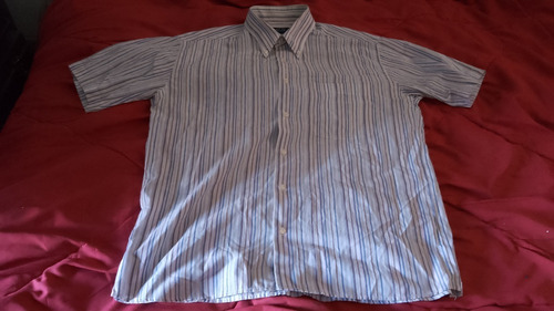 Camisa Algi Manga Corta A Rayas P/hombre Talle L Como Nueva