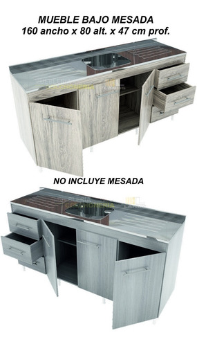 Imagen 3 de 5 de Bajo Mesada 1.60 M Wengue C/blanco O Blanco. Amplio Stock.!
